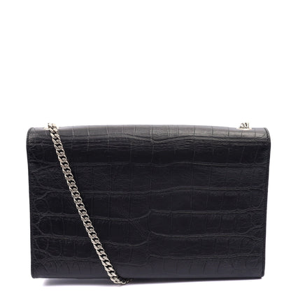 Saint Laurent Cross Body Kate Small Tassel in Black, Exotic Effect Leather — Back View