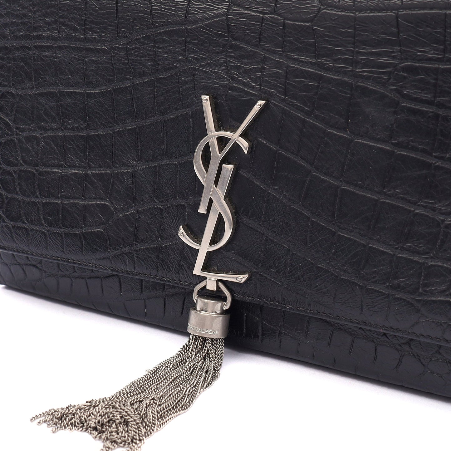 Saint Laurent Cross Body Kate Small Tassel in Black, Exotic Effect Leather — Alternate View 18
