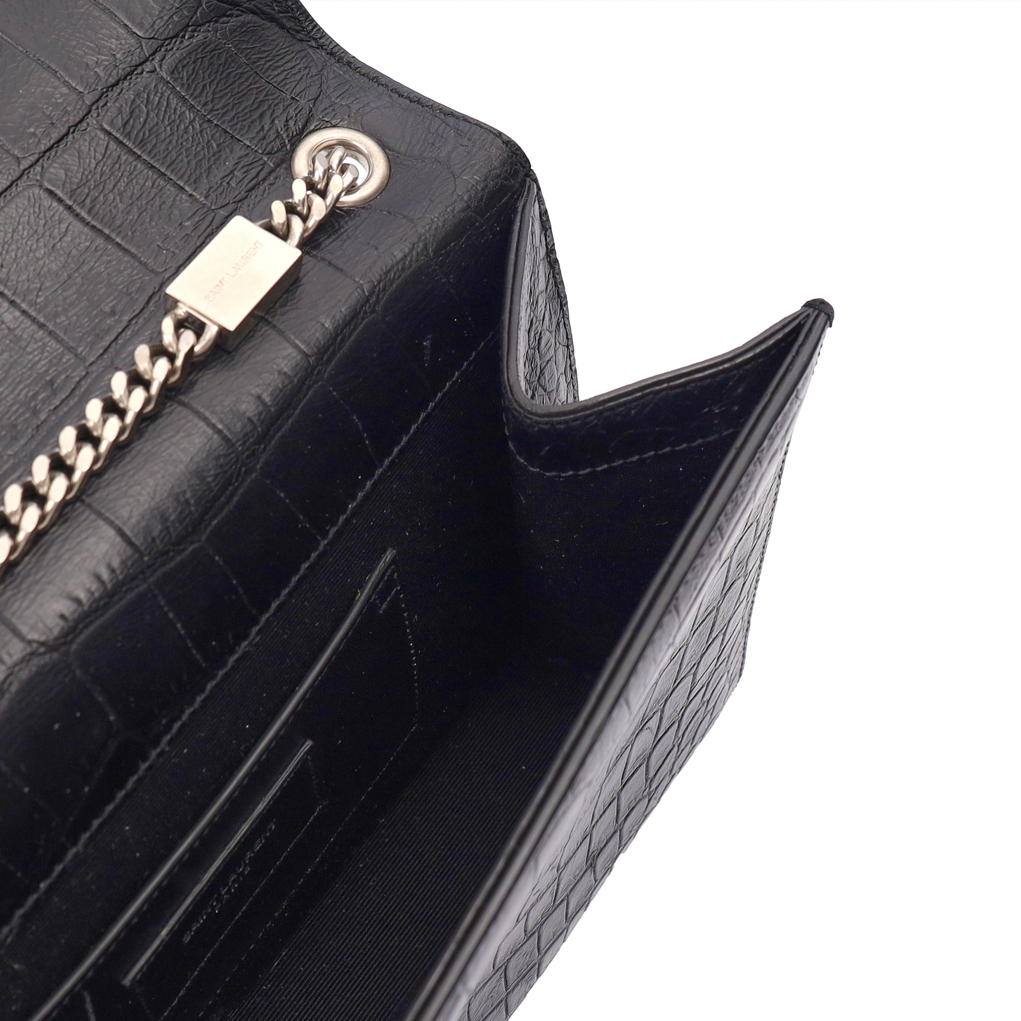 Saint Laurent Cross Body Kate Small Tassel in Black, Exotic Effect Leather — Alternate View 17