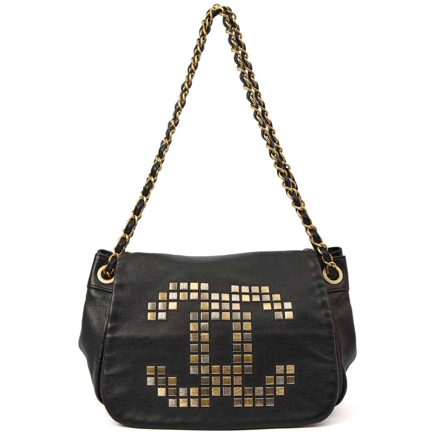 Chanel Shoulder Bag 3 Accordion Flap Bag in Black, Leather — Back View
