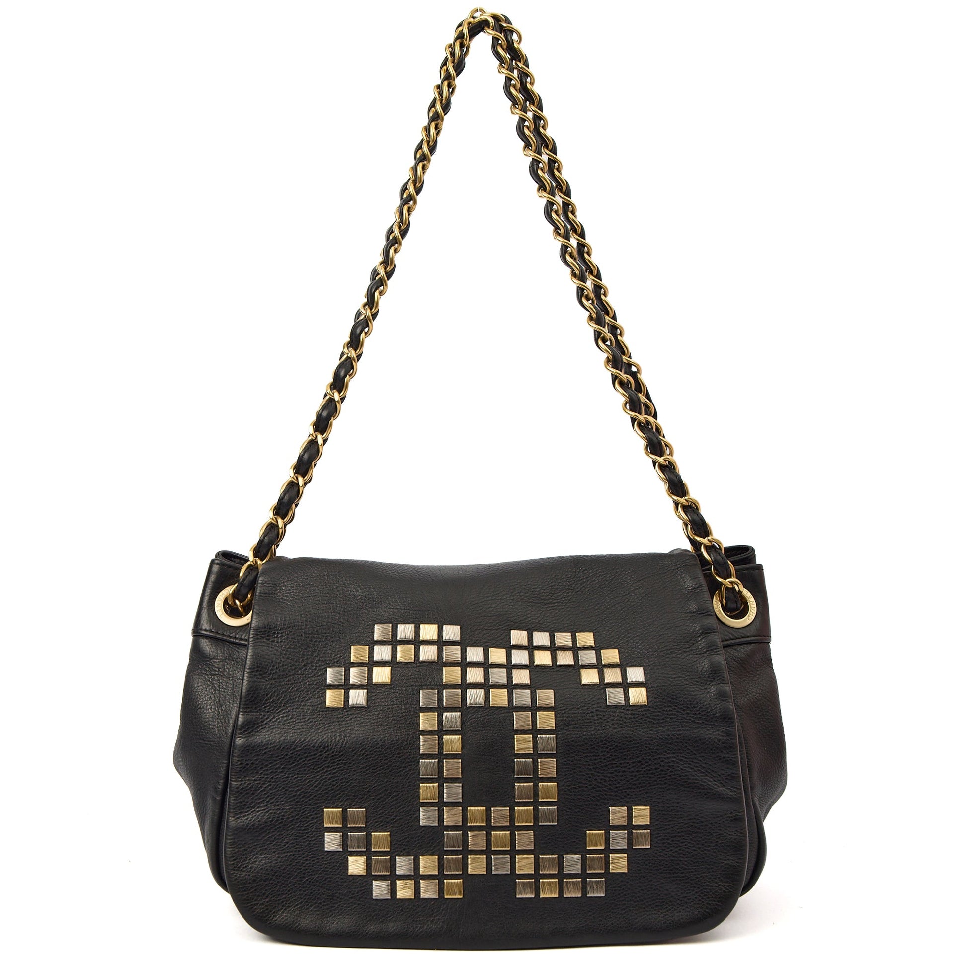 Chanel Shoulder Bag 3 Accordion Flap Bag in Black, Leather — Back View