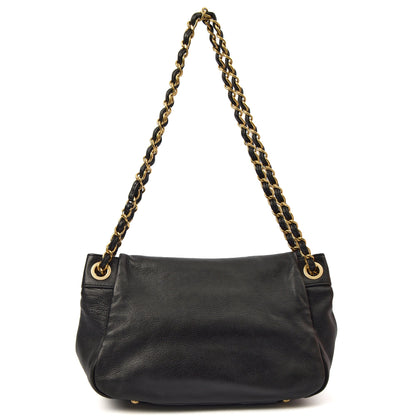 Chanel Shoulder Bag 3 Accordion Flap Bag in Black, Leather — Detail View
