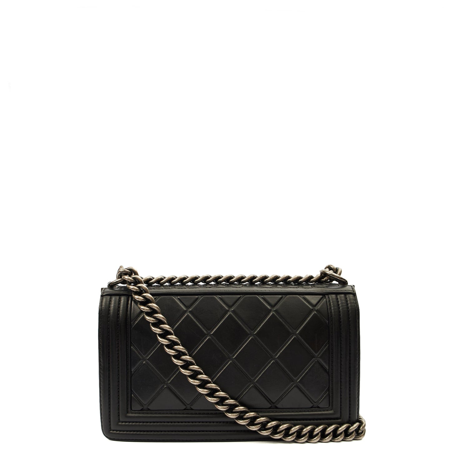 Chanel Boy - Medium in Black, Calfskin Leather — Top View