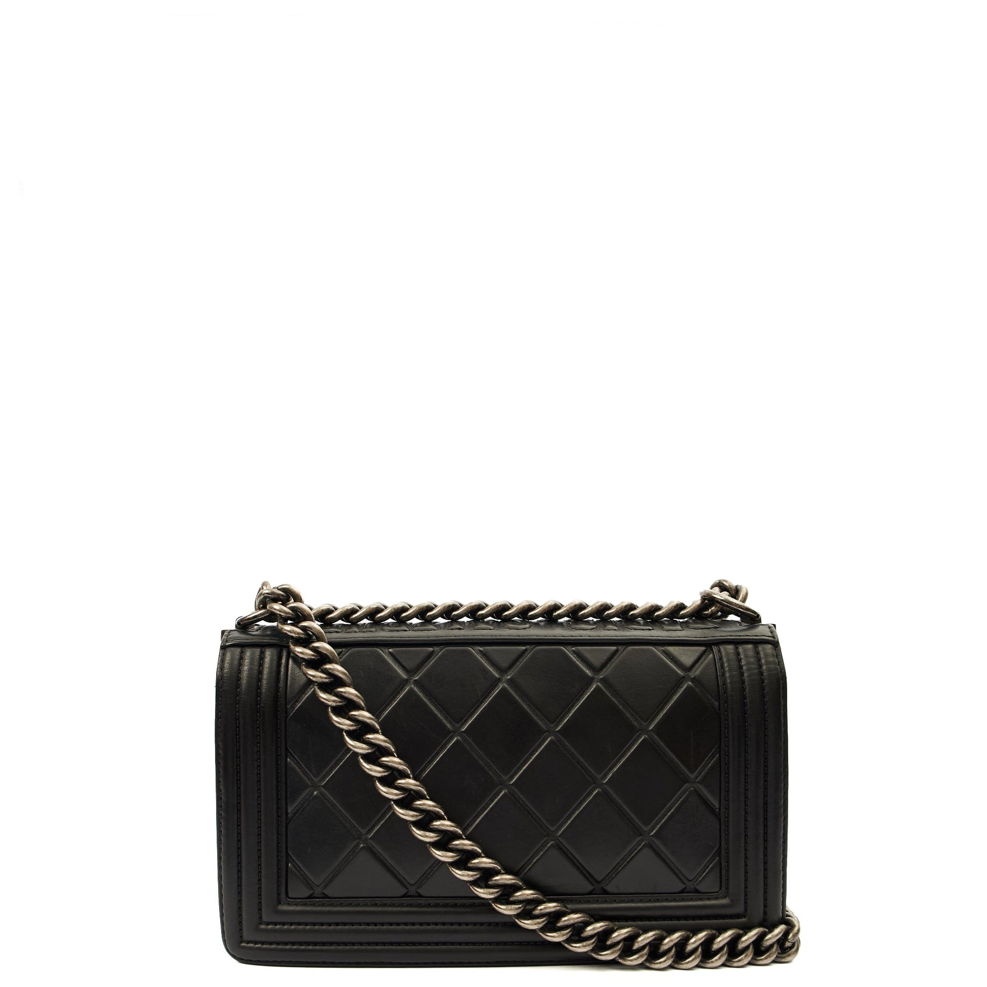 Chanel Boy - Medium in Black, Calfskin Leather — Top View