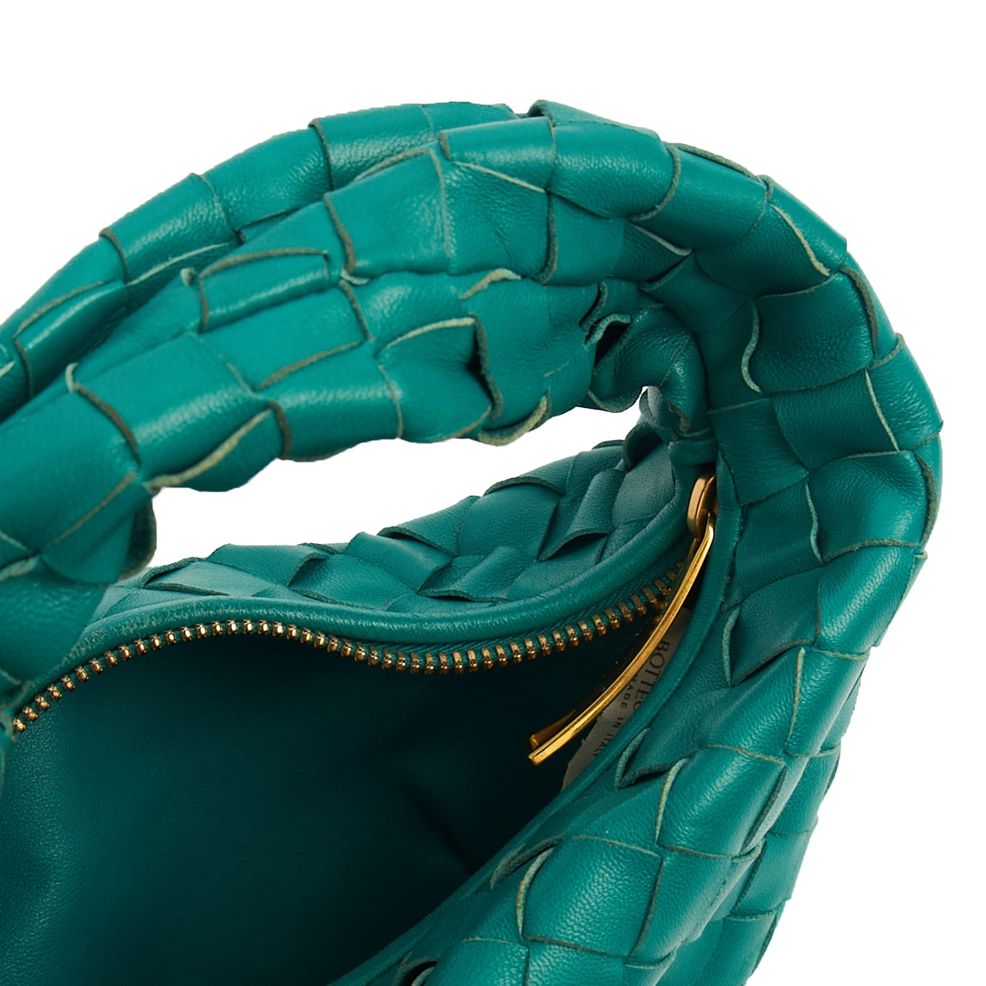 Bottega Veneta Mini Bag Jodie - Mini in Teal, Intrecciato Nappa — Lifestyle View