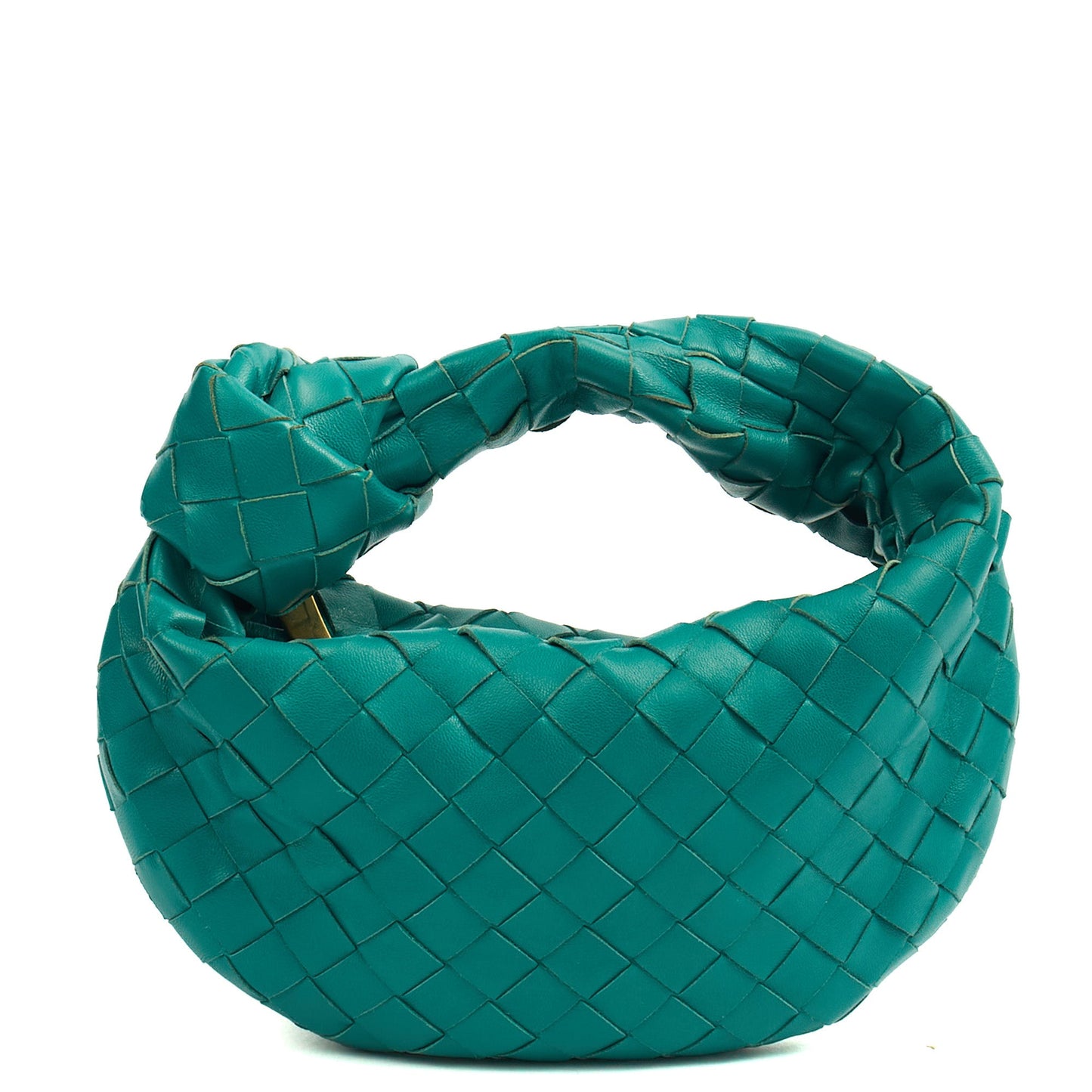 Bottega Veneta Mini Bag Jodie - Mini in Teal, Intrecciato Nappa — Front View