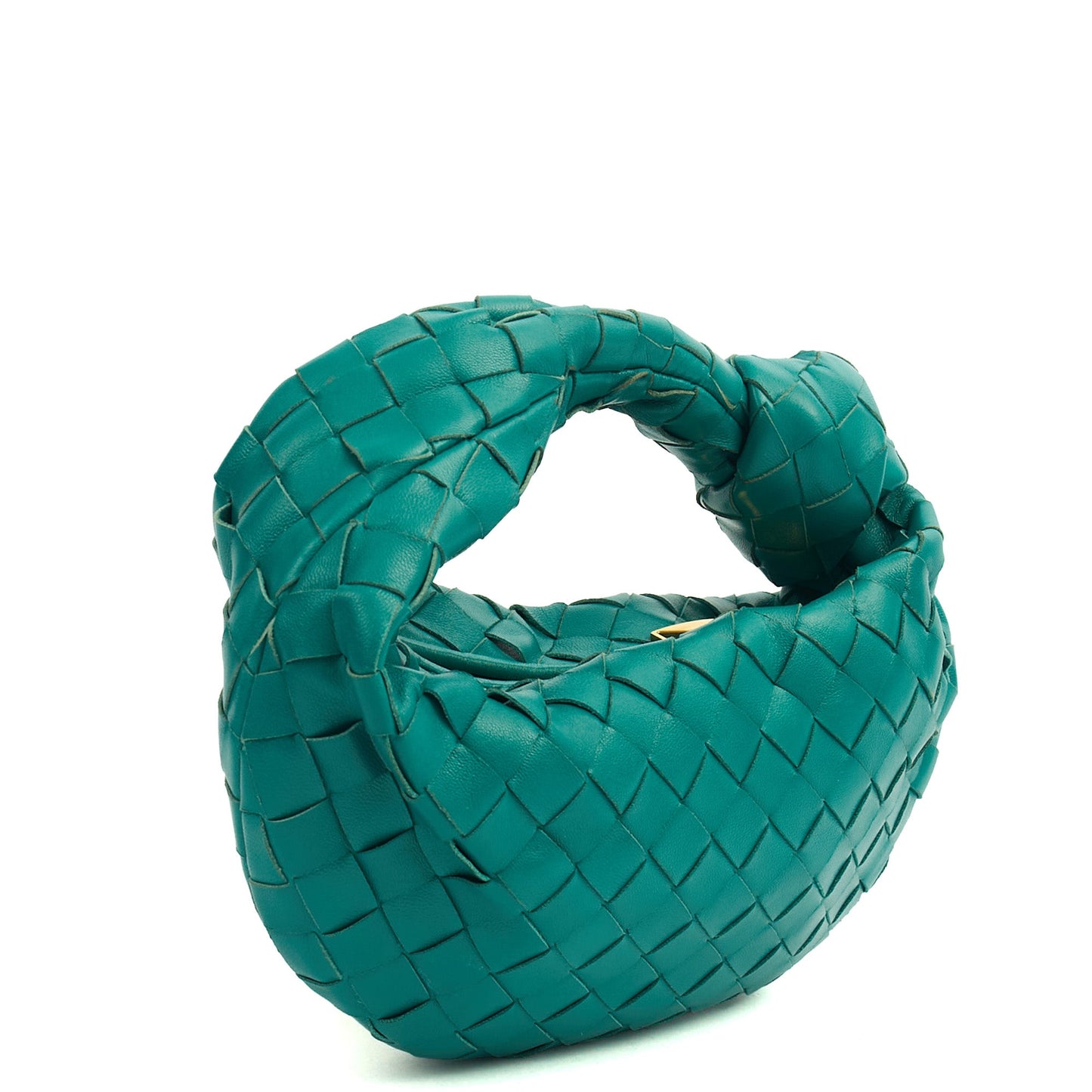 Bottega Veneta Mini Bag Jodie - Mini in Teal, Intrecciato Nappa — Back View