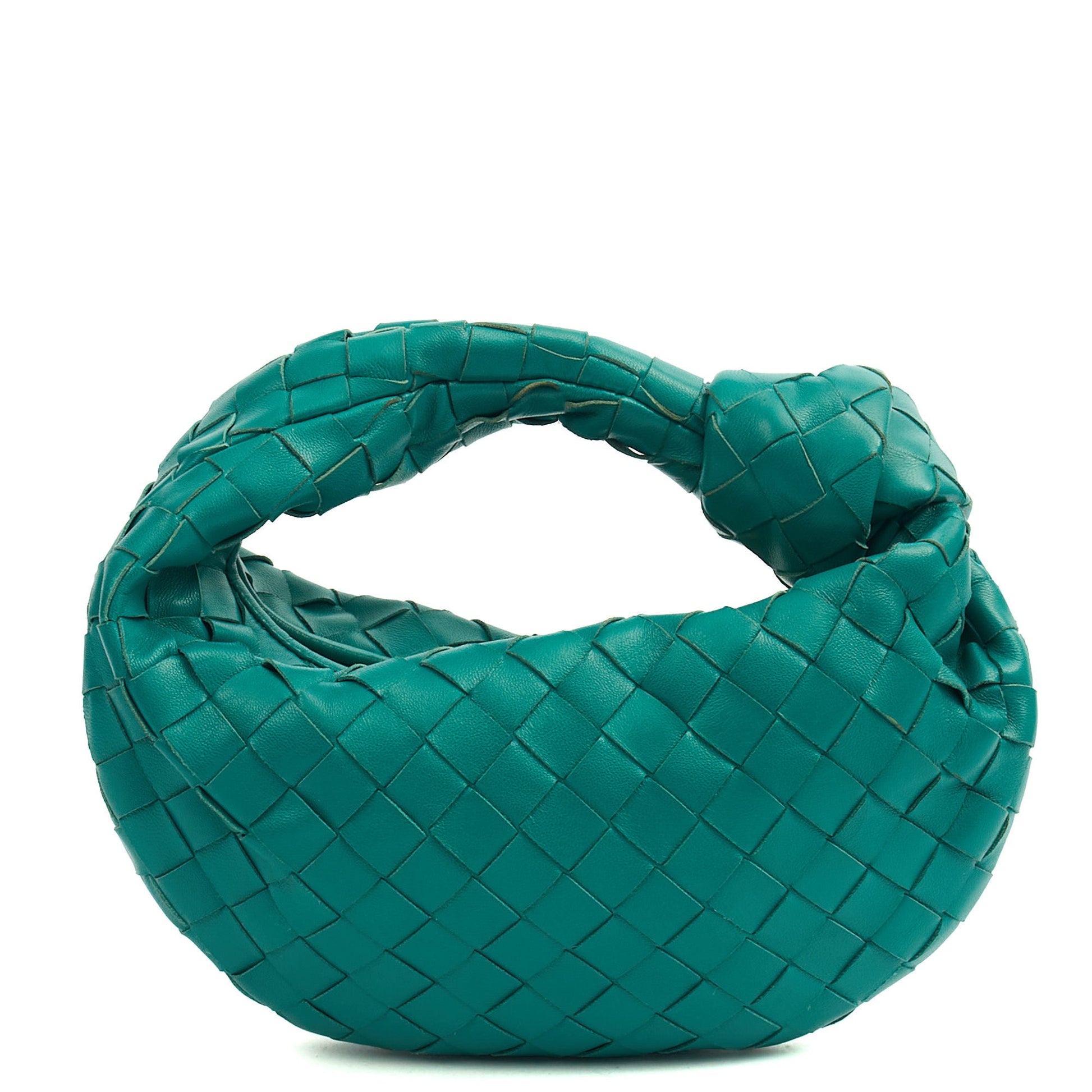 Bottega Veneta Mini Bag Jodie - Mini in Teal, Intrecciato Nappa — Top View