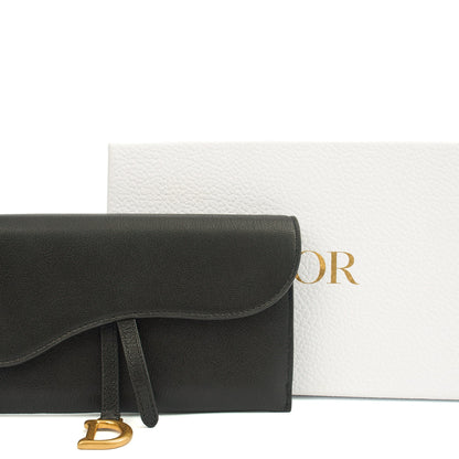 Christian Dior Cross Body Long Saddle Wallet with Chain in Black, Calfskin — Alternate View 15