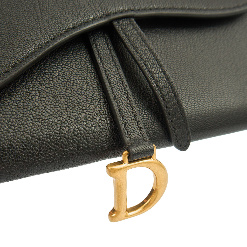 Christian Dior Cross Body Long Saddle Wallet with Chain in Black, Calfskin — Alternate View 8