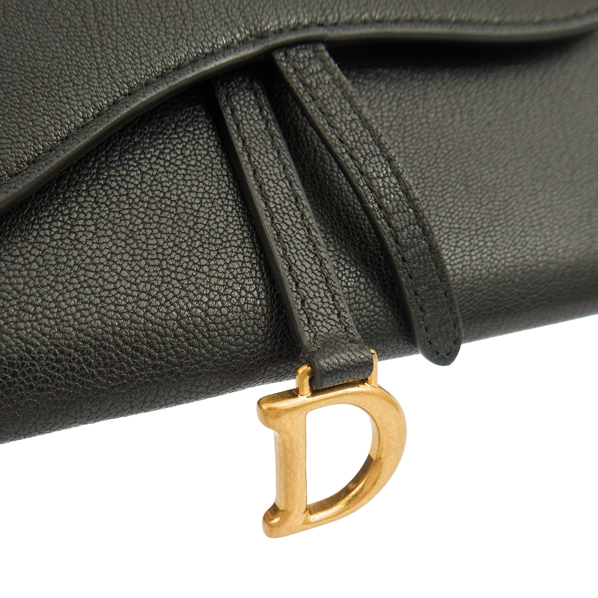 Christian Dior Cross Body Long Saddle Wallet with Chain in Black, Calfskin — Alternate View 8