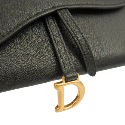 Christian Dior Cross Body Long Saddle Wallet with Chain in Black, Calfskin — Alternate View 16