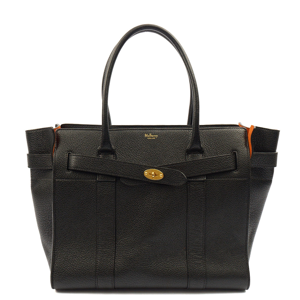 Mulberry Tote Zipped Bayswater in Black, Leather — Front View