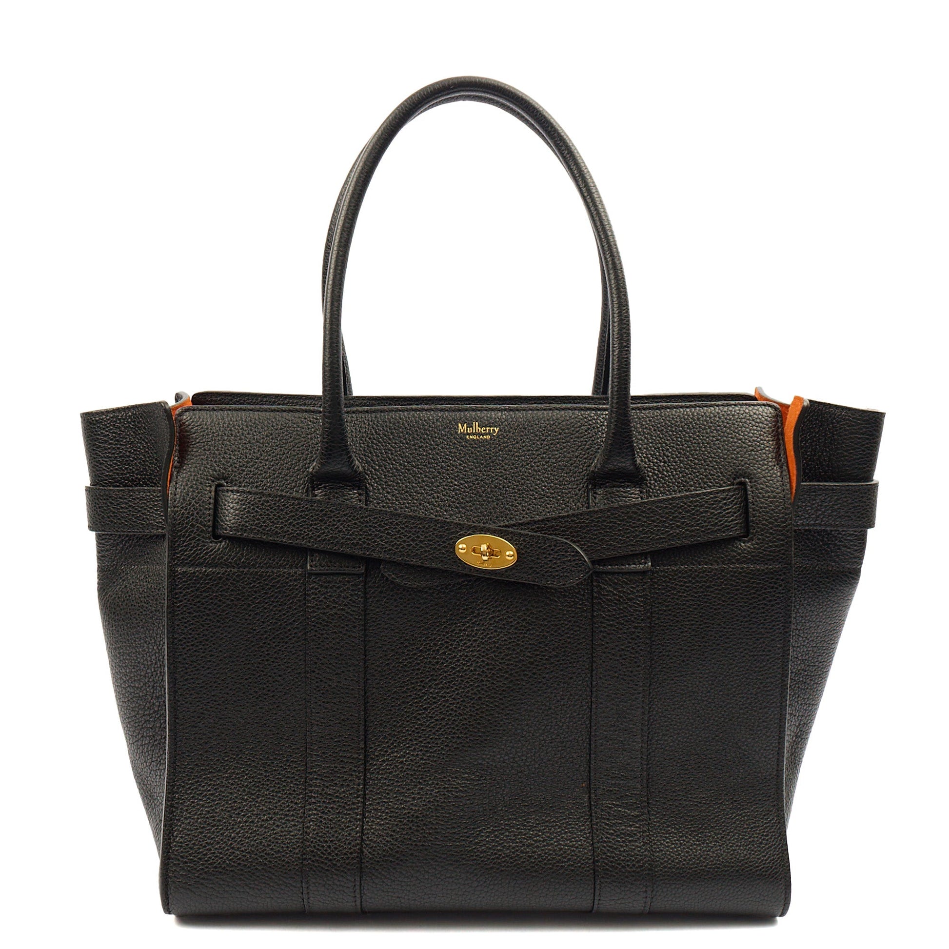 Mulberry Tote Zipped Bayswater in Black, Leather — Front View