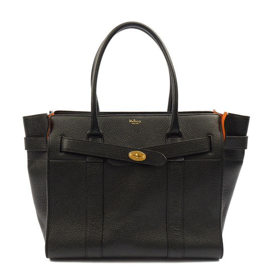 Mulberry Tote Zipped Bayswater in Black, Leather — Front View