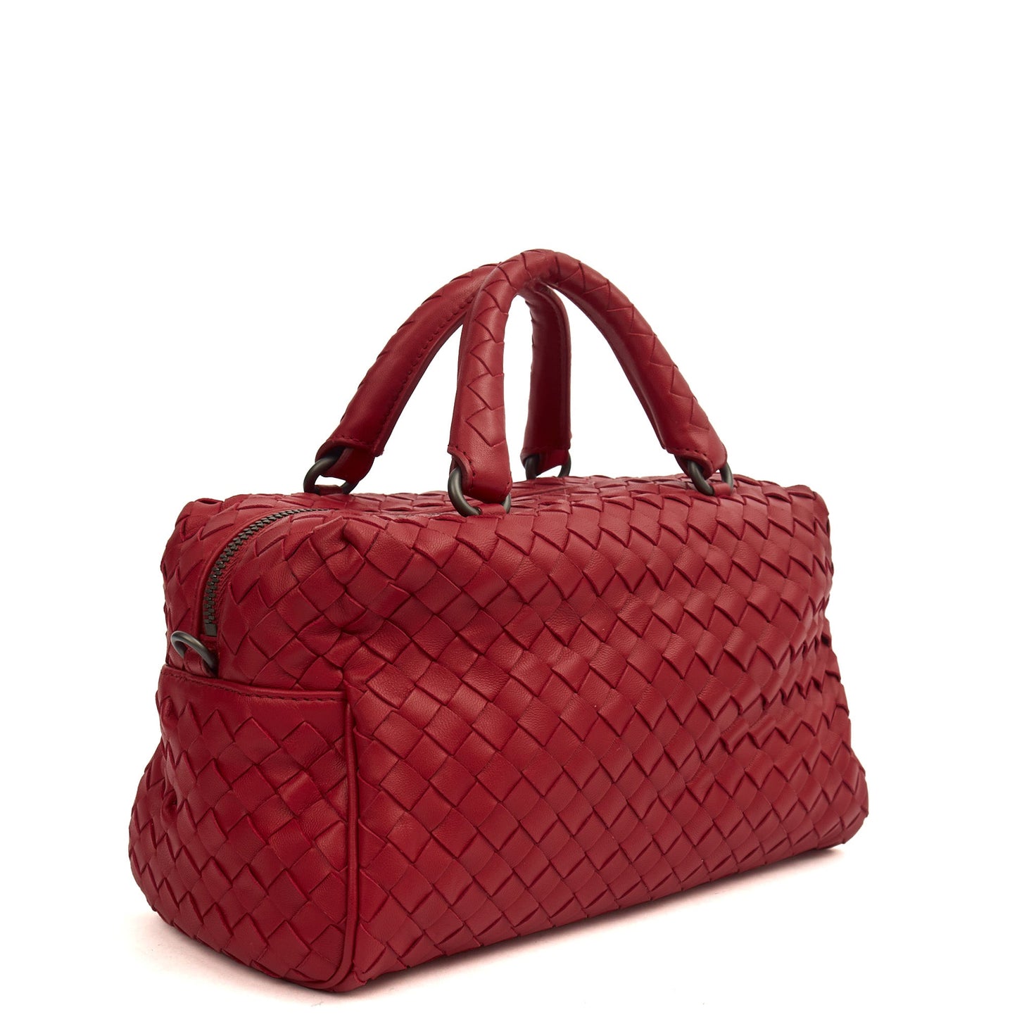 Bottega Veneta Mini Bag Boston Bag in Red, Intrecciato Nappa — Alternate View 10