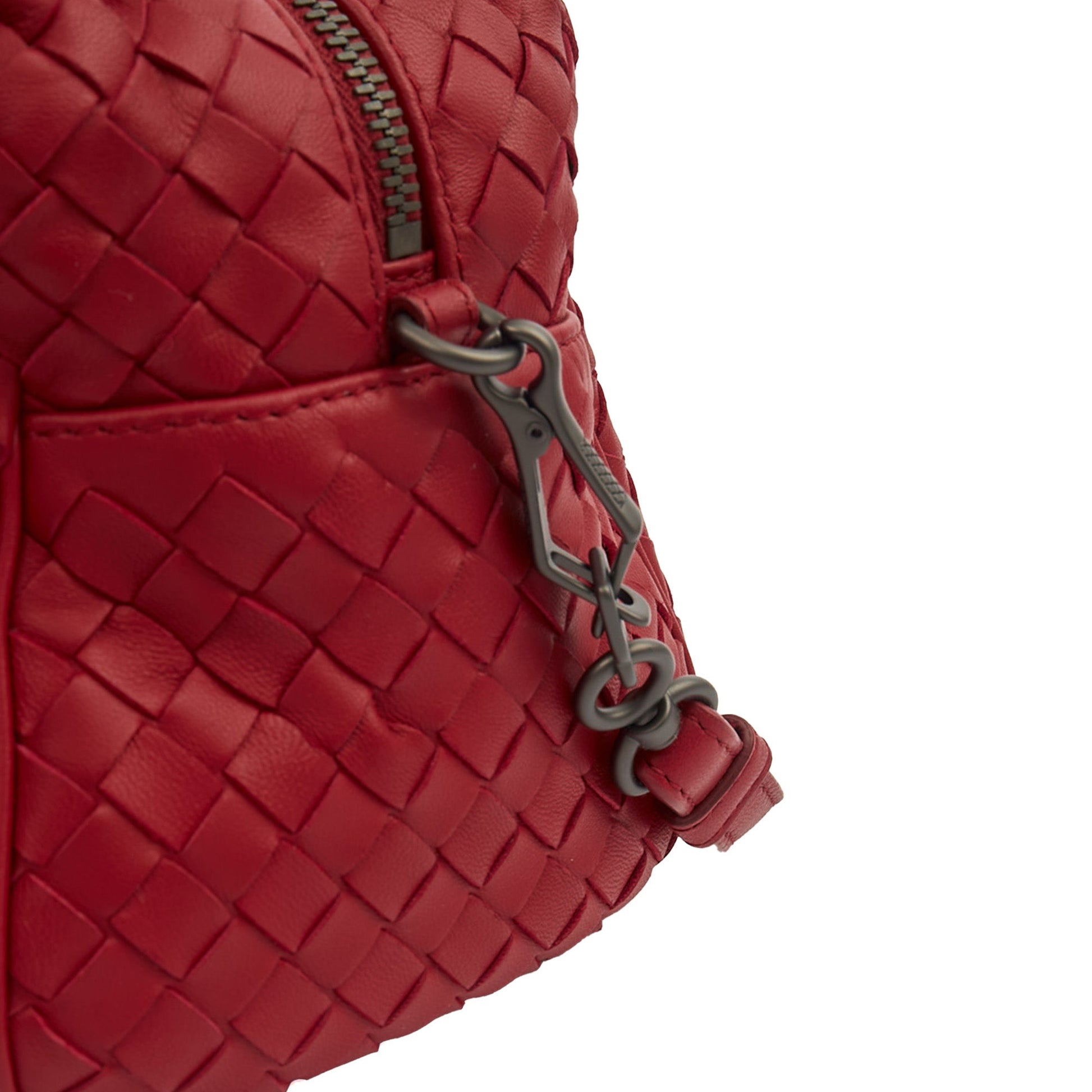 Bottega Veneta Mini Bag Boston Bag in Red, Intrecciato Nappa — Alternate View 16