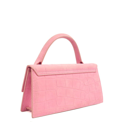 Jacquemus Top Handle Le Chiquito Long in Pink, Leather — Back View