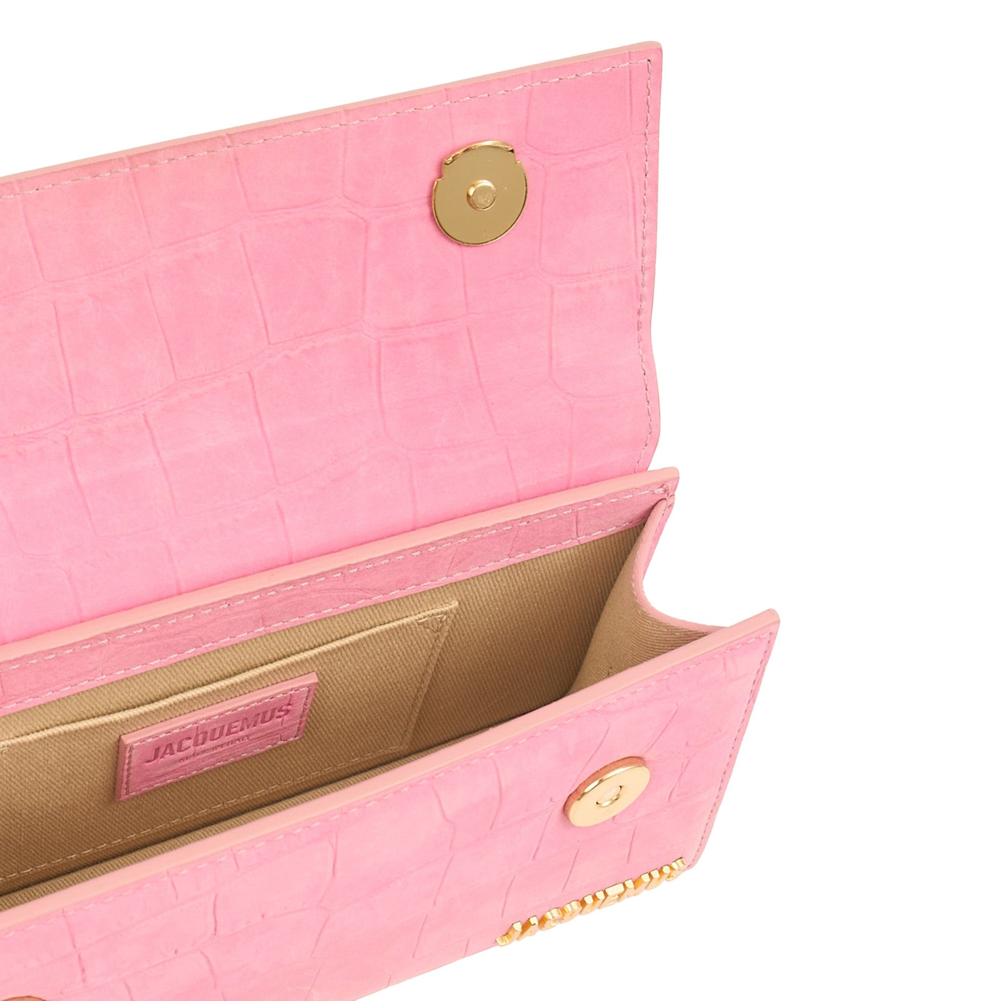Jacquemus Top Handle Le Chiquito Long in Pink, Leather — Lifestyle View