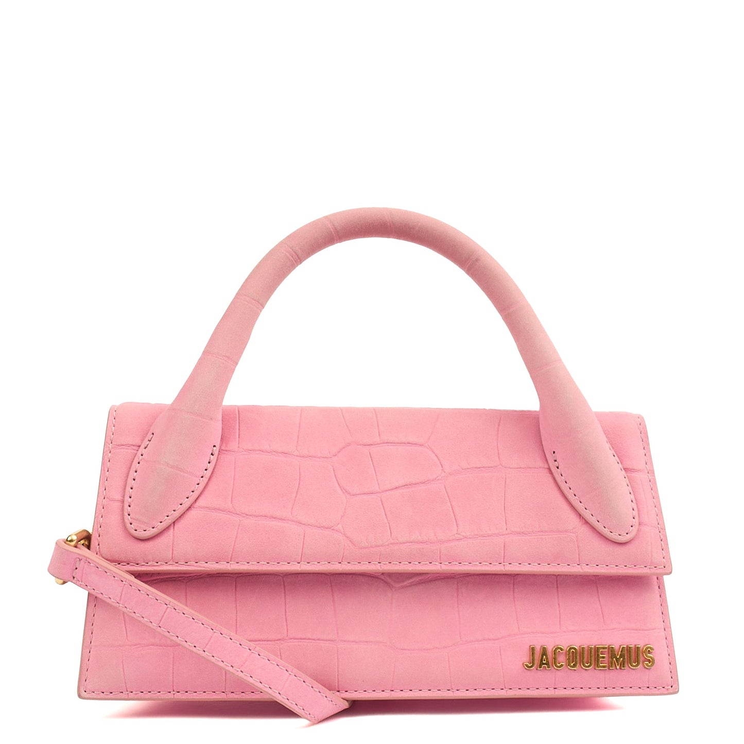 Jacquemus Top Handle Le Chiquito Long in Pink, Leather — Front View