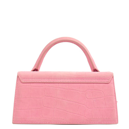 Jacquemus Top Handle Le Chiquito Long in Pink, Leather — Top View