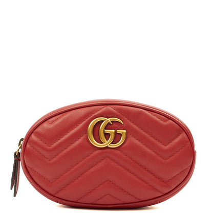 Gucci Cross Body Marmont Belt Bag in Red, Leather — Front View