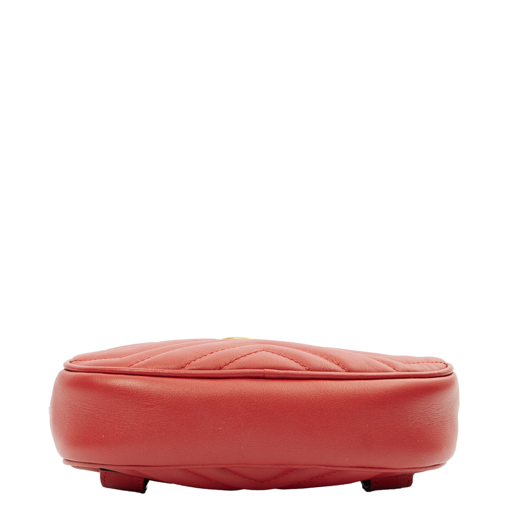 Gucci Cross Body Marmont Belt Bag in Red, Leather — Top View