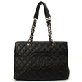 Chanel Tote Grand Shopping Tote in Black, Caviar Leather — Front View