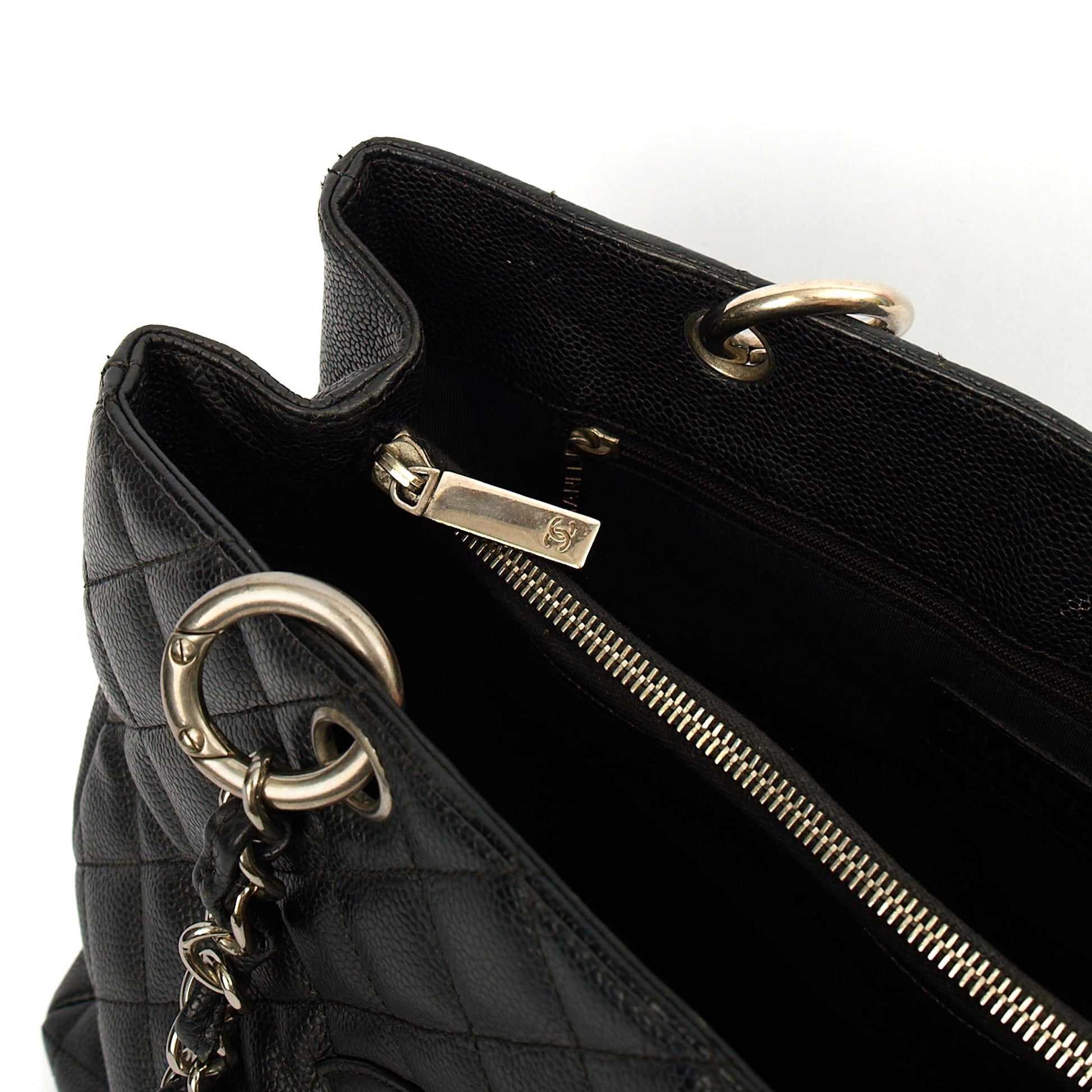 Chanel Tote Grand Shopping Tote in Black, Caviar Leather — Alternate View 16