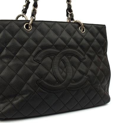 Chanel Tote Grand Shopping Tote in Black, Caviar Leather — Side View