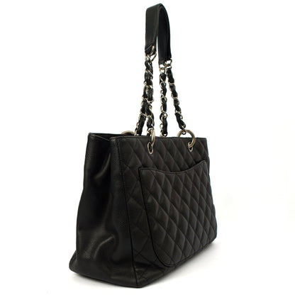 Chanel Tote Grand Shopping Tote in Black, Caviar Leather — Back View