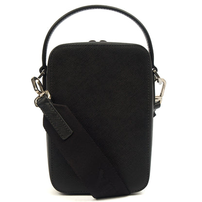 Prada Cross Body Brique - Small in Black, Saffiano Leather — Back View