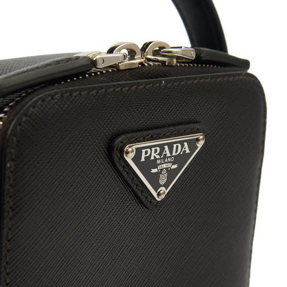 Prada Cross Body Brique - Small in Black, Saffiano Leather — Detail View