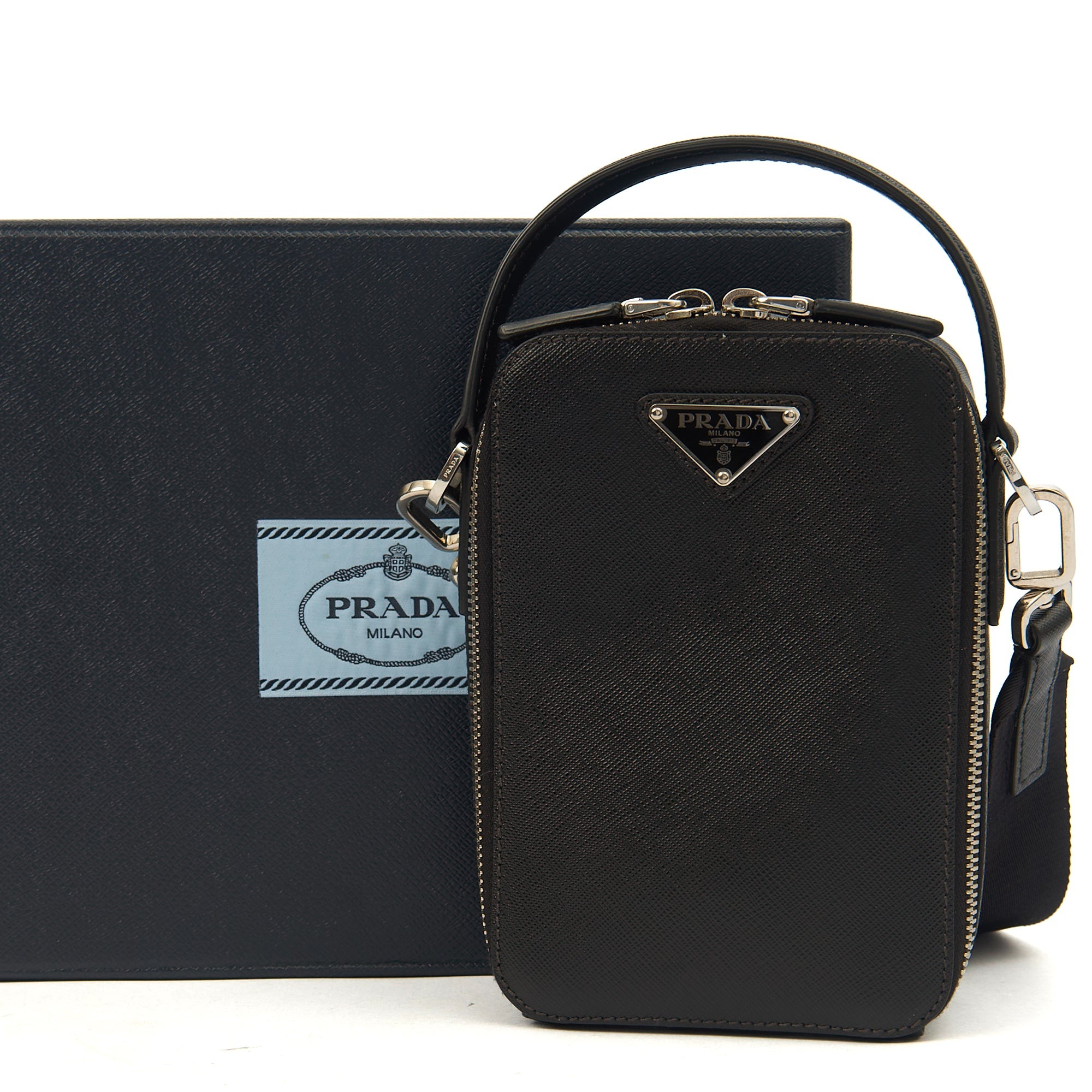 Prada Cross Body Brique - Small in Black, Saffiano Leather — Alternate View 20