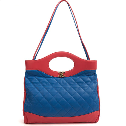 Chanel Tote 31 Large Shopping Tote in Pink, Calfskin Leather — Detail View