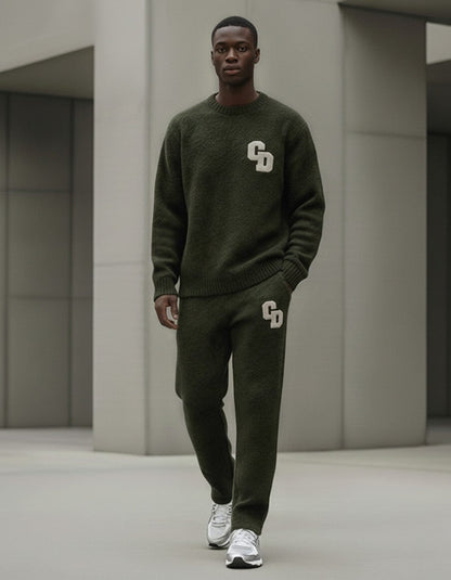 Cardair CD Logo Knit Sweater - Olive — S — Side View
