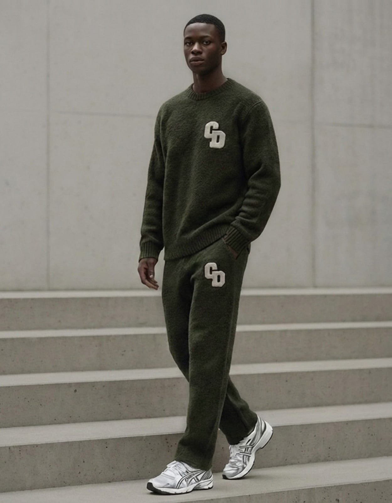 Cardair CD Logo Knit Joggers - Olive — S — Back View