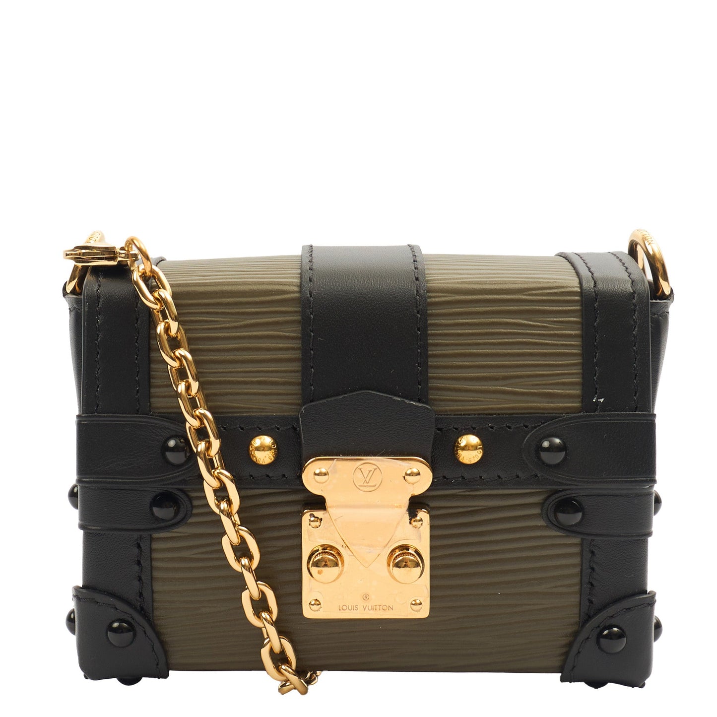 Louis Vuitton Mini Bag Petite Malle Chain in Green, Epi Leather — Front View