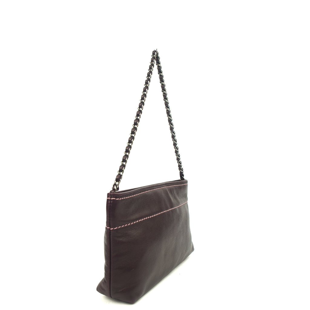 Chanel Mini Bag Vintage Shoulder Bag in Purple, Lambskin Leather — Side View