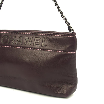 Chanel Mini Bag Vintage Shoulder Bag in Purple, Lambskin Leather — Detail View