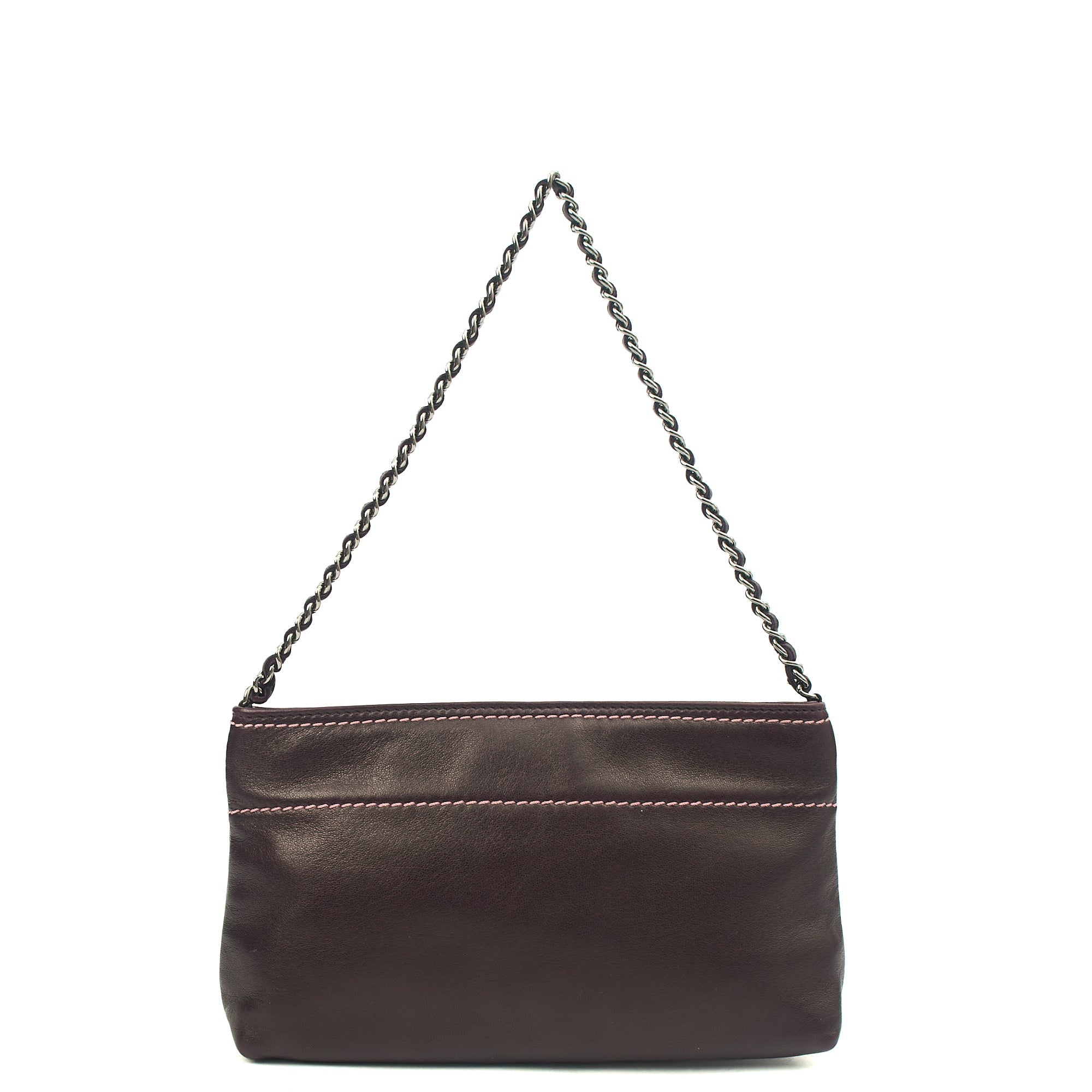 Chanel Mini Bag Vintage Shoulder Bag in Purple, Lambskin Leather — Back View