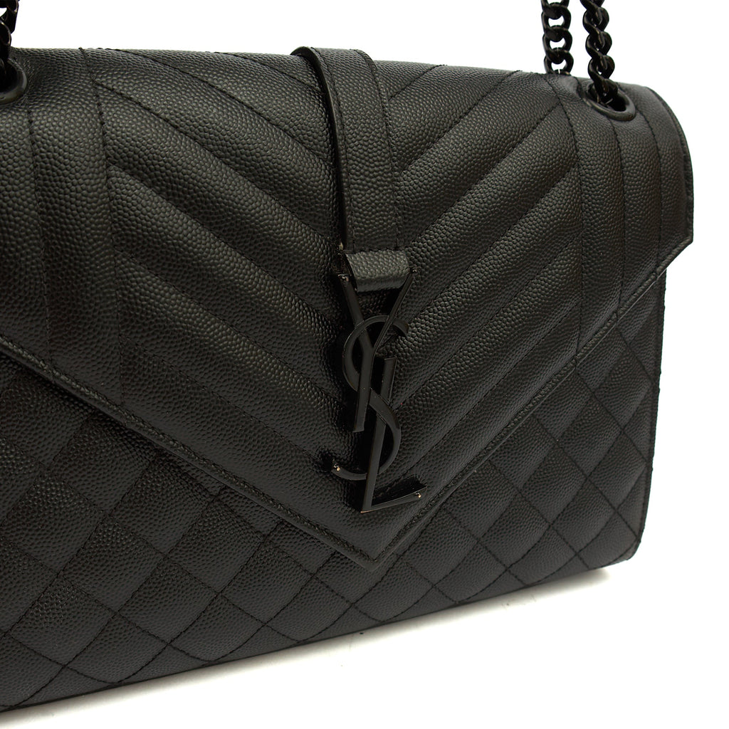 Saint Laurent Shoulder Bag Envelope - Medium in Black, Leather — Lifestyle View