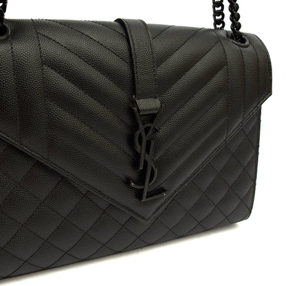 Saint Laurent Shoulder Bag Envelope - Medium in Black, Leather — Lifestyle View