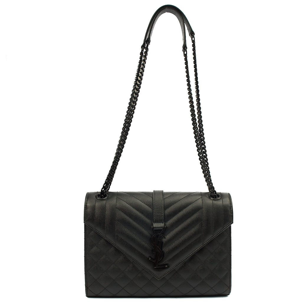 Saint Laurent Shoulder Bag Envelope - Medium in Black, Leather — Alternate View 9