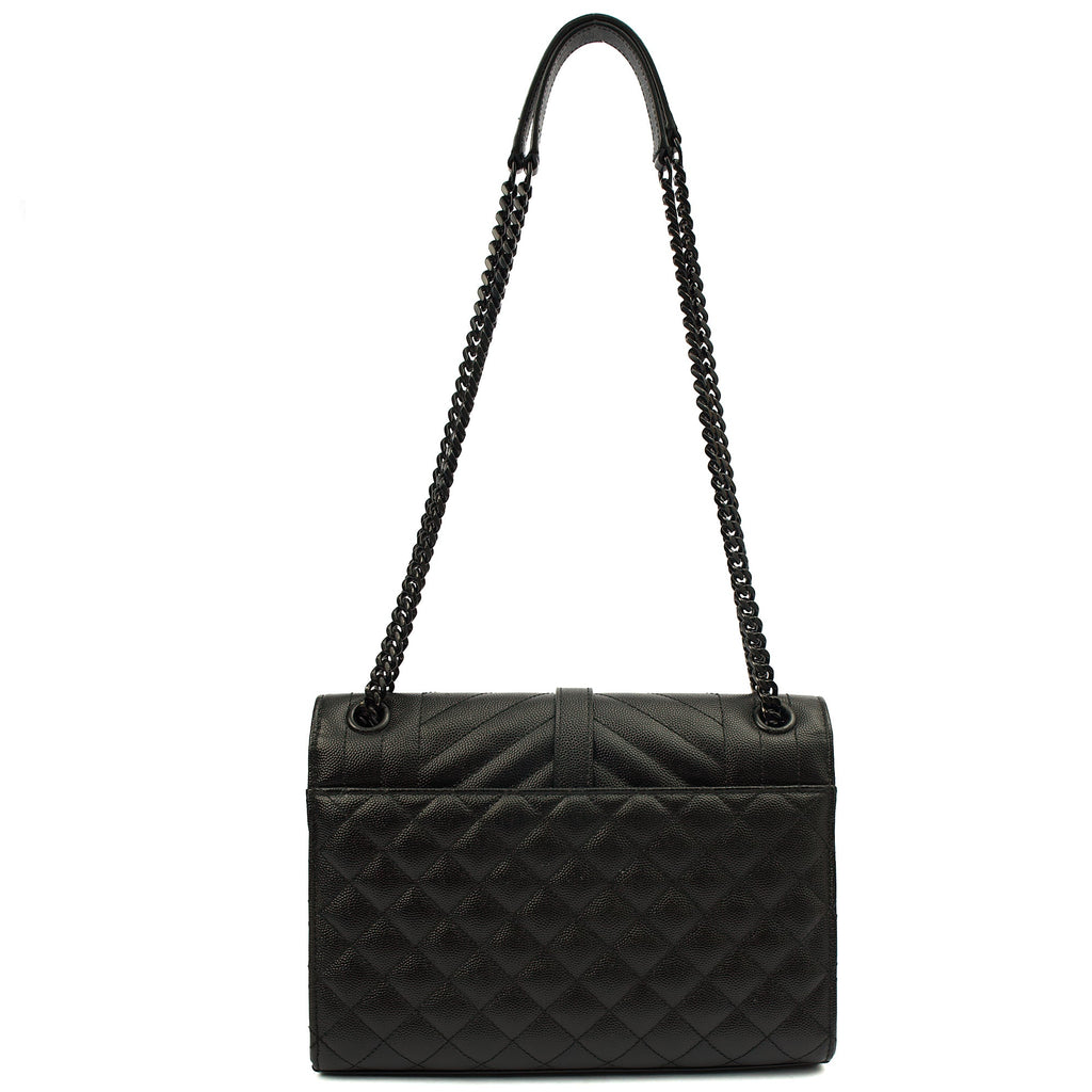 Saint Laurent Shoulder Bag Envelope - Medium in Black, Leather — Top View