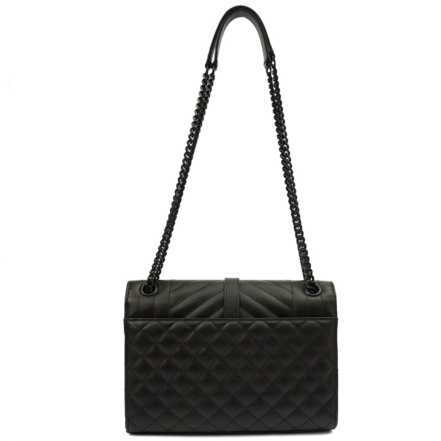 Saint Laurent Shoulder Bag Envelope - Medium in Black, Leather — Top View
