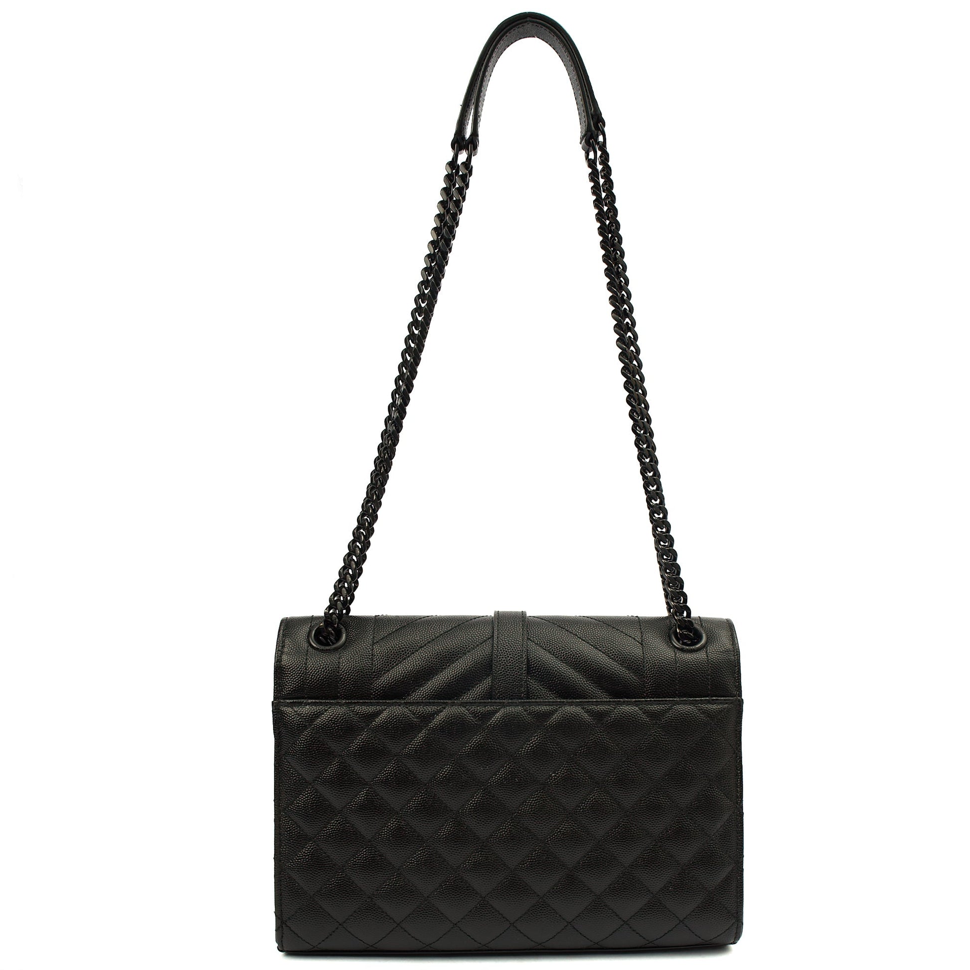 Saint Laurent Shoulder Bag Envelope - Medium in Black, Leather — Top View