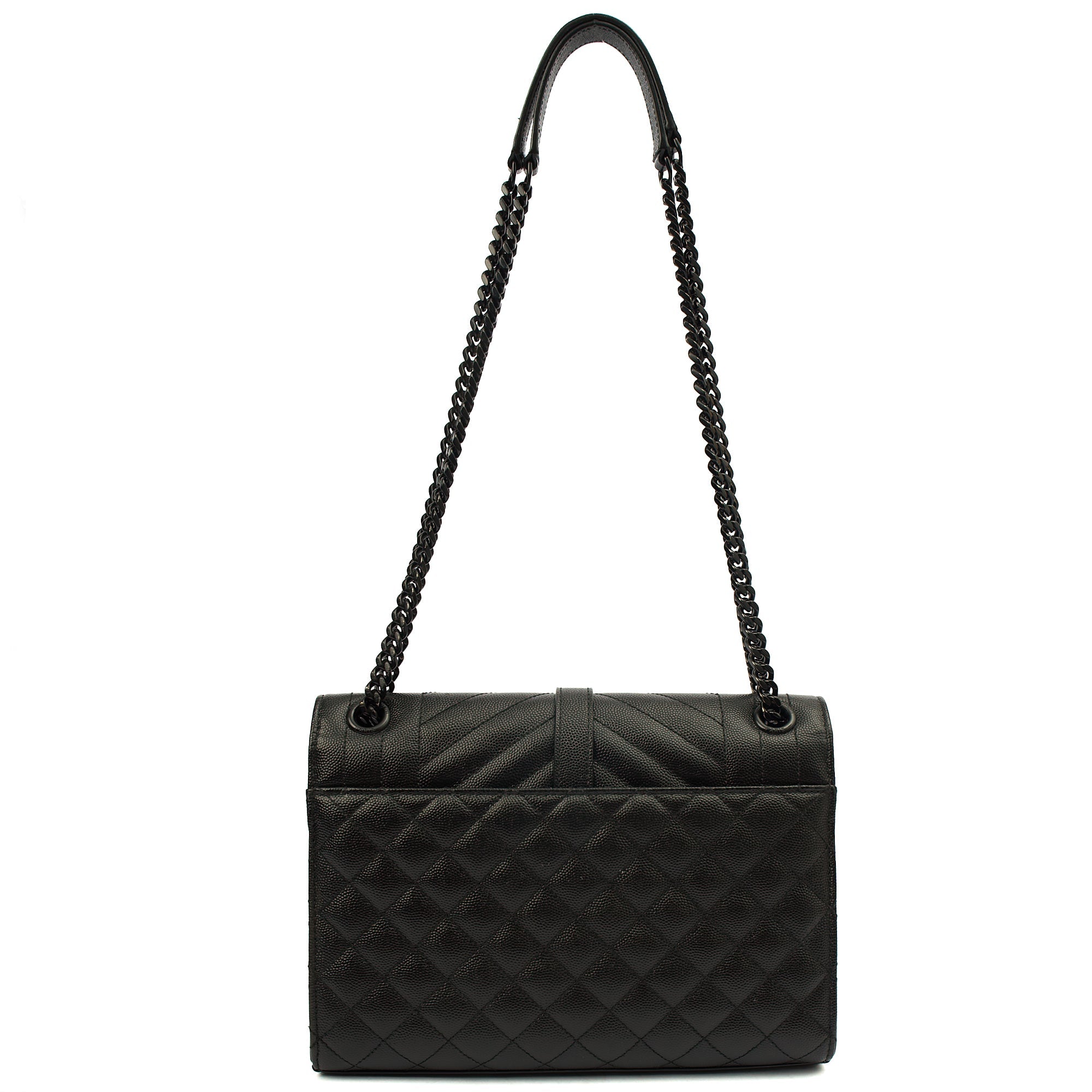 Saint Laurent Shoulder Bag Envelope - Medium in Black, Leather — Top View