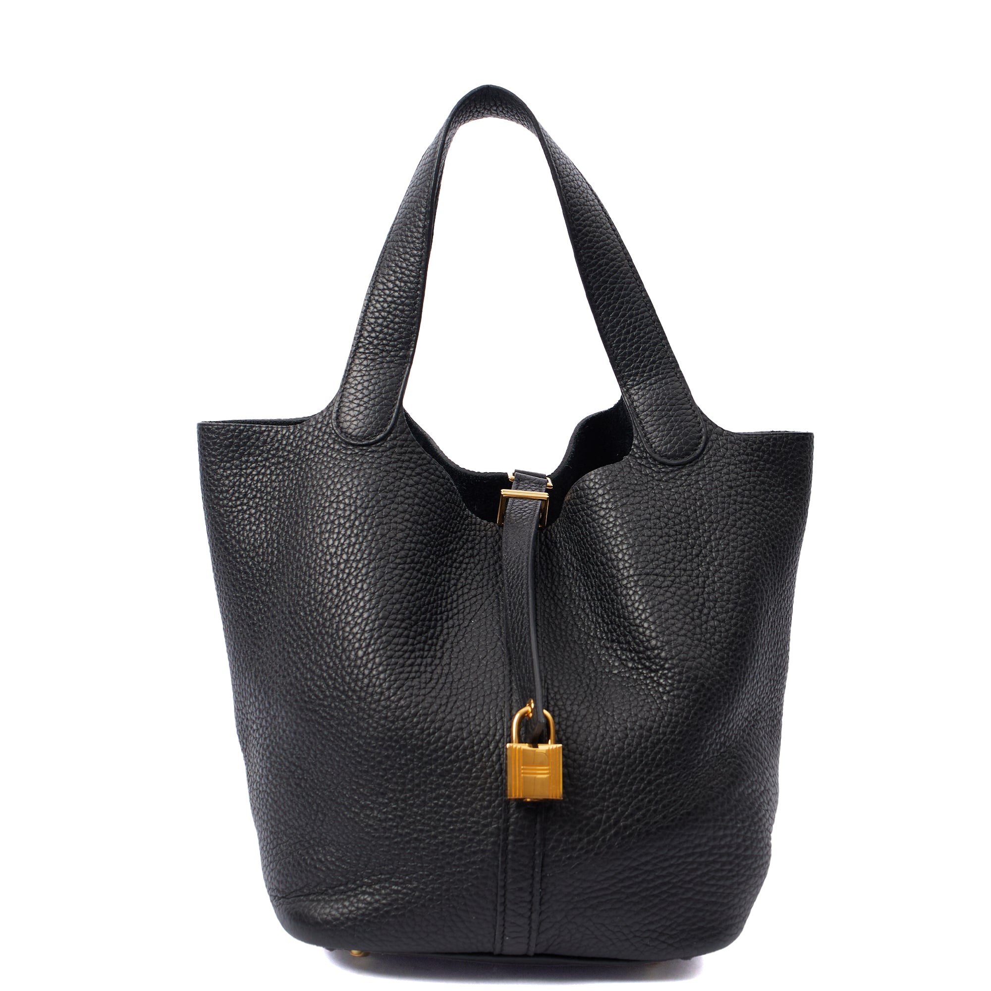 Hermes Picotin 22 in Black, Clemence Leather — Front View