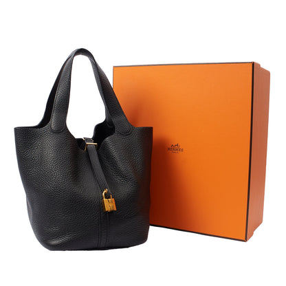 Hermes Picotin 22 in Black, Clemence Leather — Alternate View 11